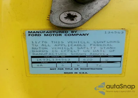 1971 Ford Uk from USA, damaged, VIN 1K93L134563